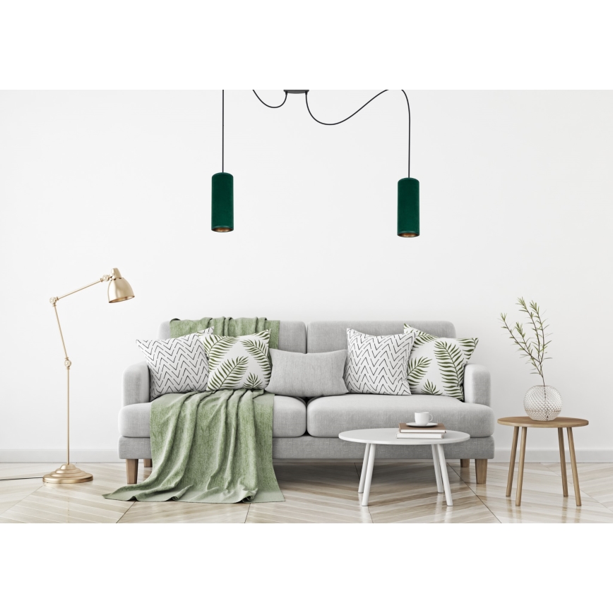 Taklampa på kabel AVALO 2xE27/60W/230V spindel grön/koppar