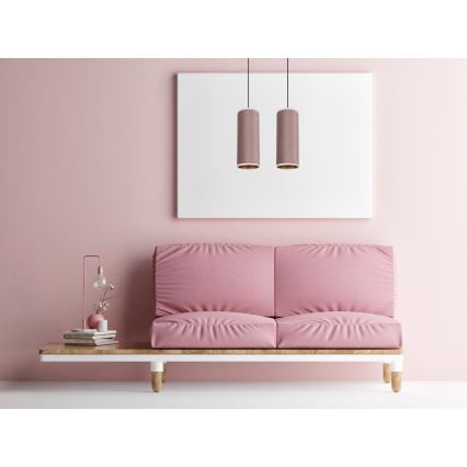 Taklampa på kabel AVALO 2xE27/60W/230V rosa/koppar