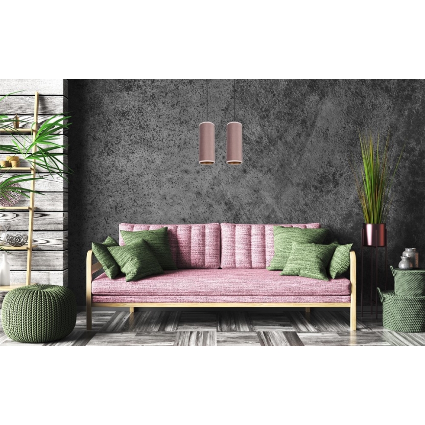 Taklampa på kabel AVALO 2xE27/60W/230V rosa/koppar