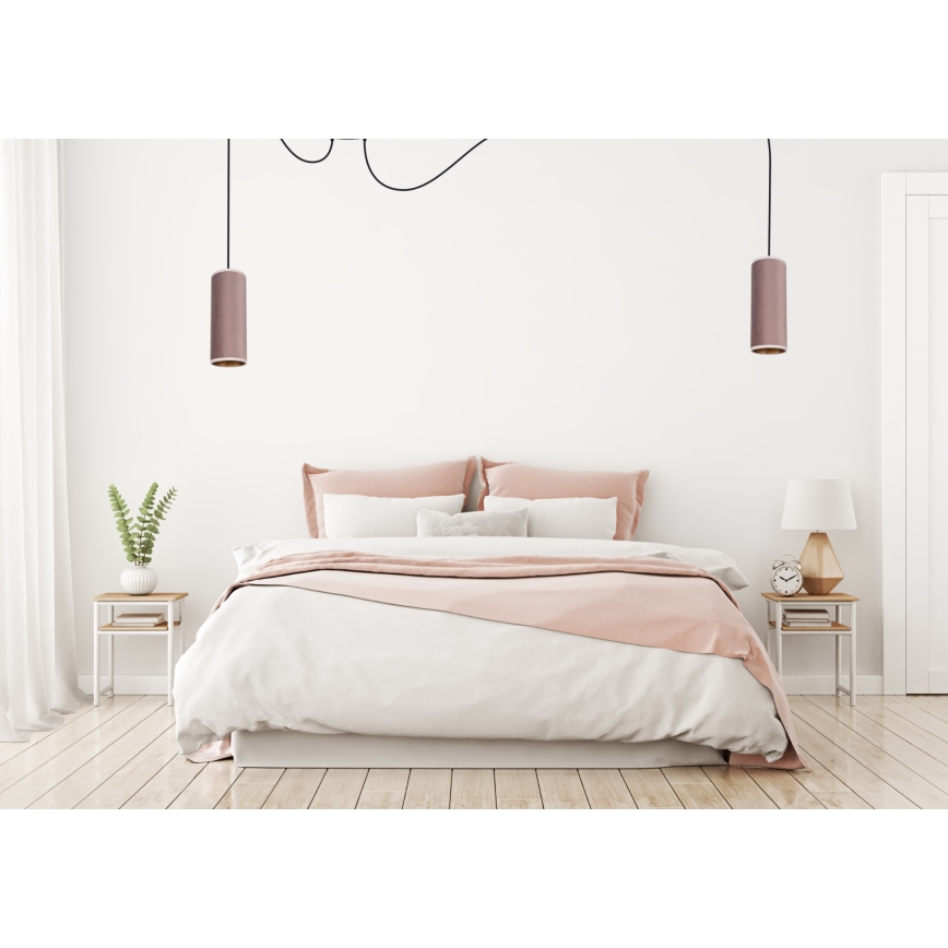Taklampa på kabel AVALO 2xE27/60W/230V spindel rosa/koppar