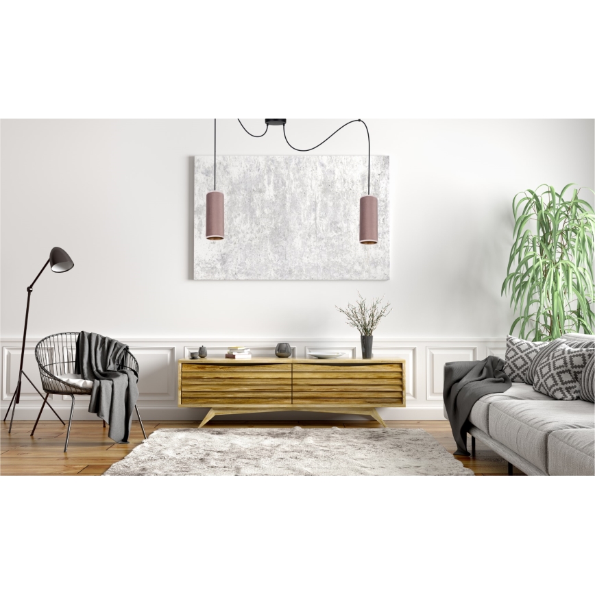 Taklampa på kabel AVALO 2xE27/60W/230V spindel rosa/koppar