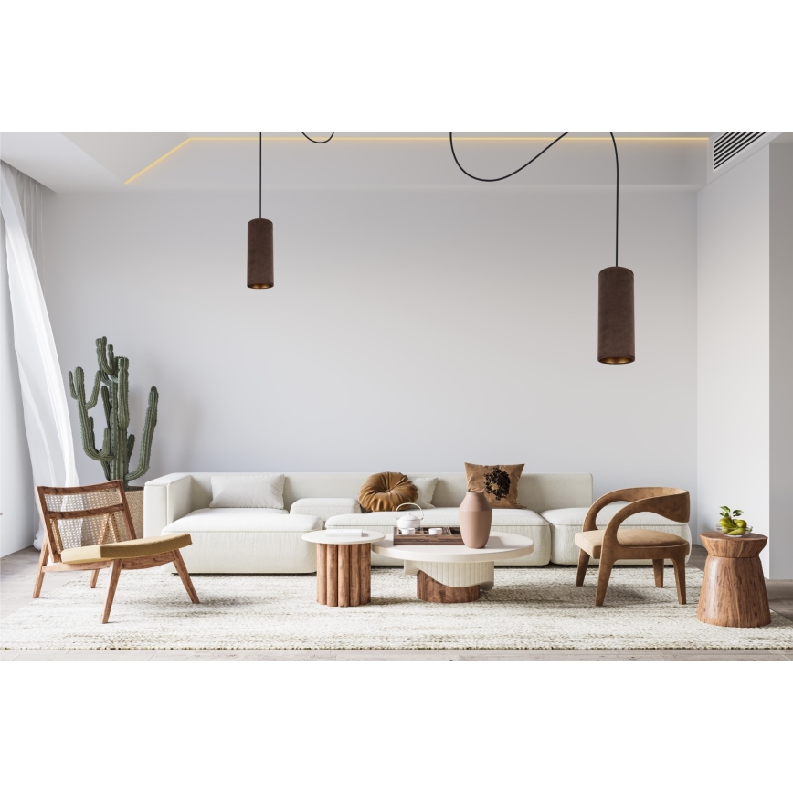 Taklampa på kabel AVALO 2xE27/60W/230V spindel brun/koppar