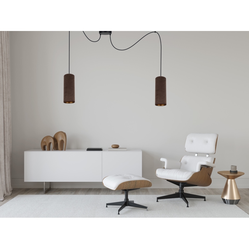 Taklampa på kabel AVALO 2xE27/60W/230V spindel brun/koppar