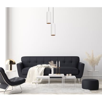 Taklampa på kabel AVALO 2xE27/60W/230V Ø 20 cm vit/koppar