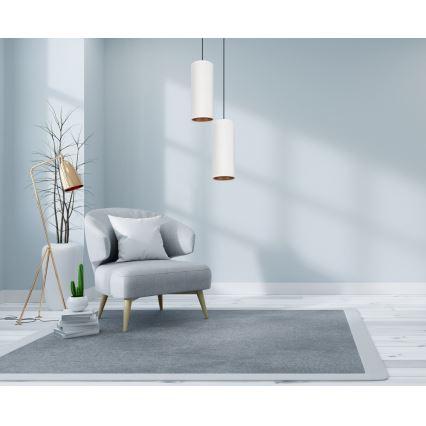 Taklampa på kabel AVALO 2xE27/60W/230V Ø 20 cm vit/koppar