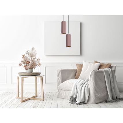 Taklampa på kabel AVALO 2xE27/60W/230V Ø 20 cm rosa/koppar