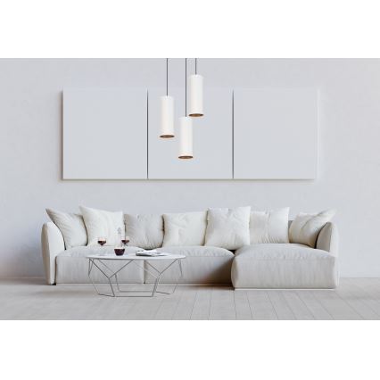 Taklampa på kabel AVALO 3xE27/60W/230V Ø 35 cm vit/koppar
