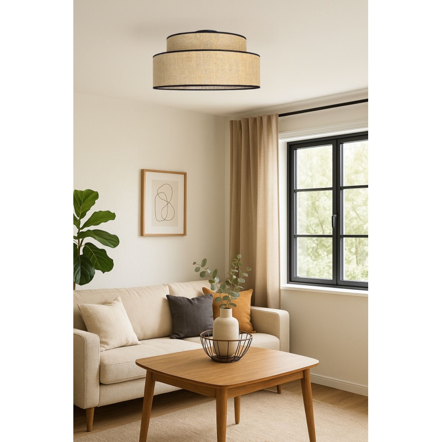 Taklampa BOHO 1xE27/60W/230V diameter 40 cm beige