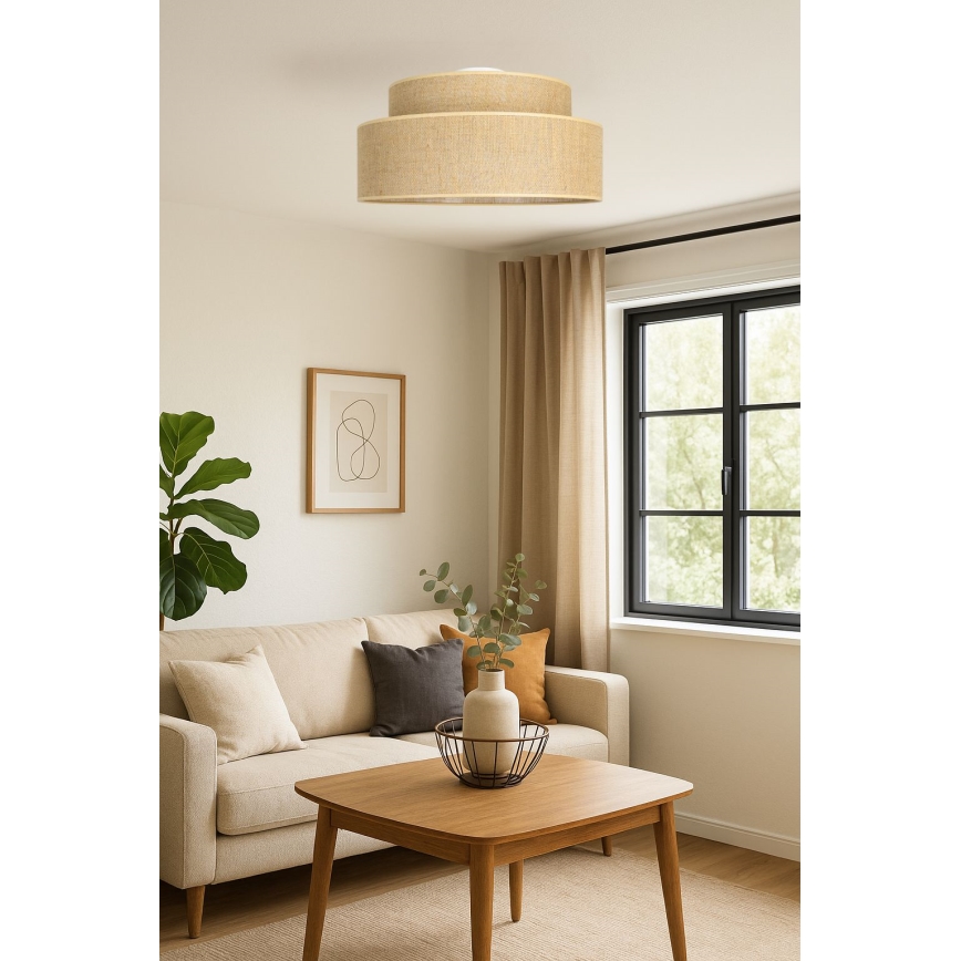 Taklampa BOHO 1xE27/60W/230V diameter 40 cm beige