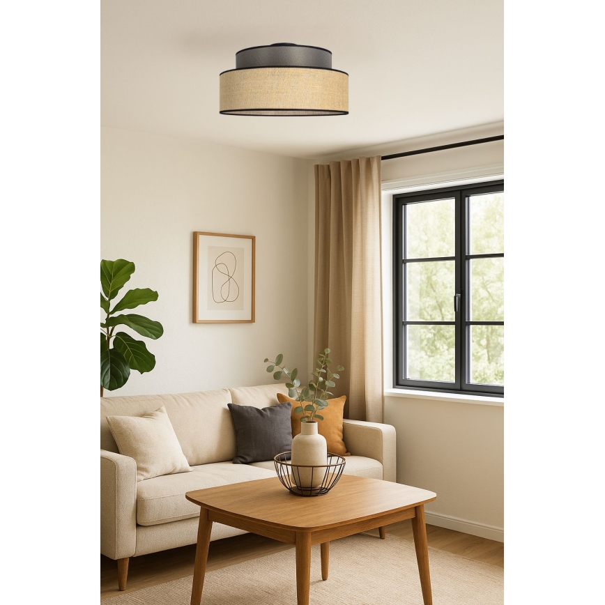 Taklampa BOHO 1xE27/60W/230V diameter 40 cm brun/beige