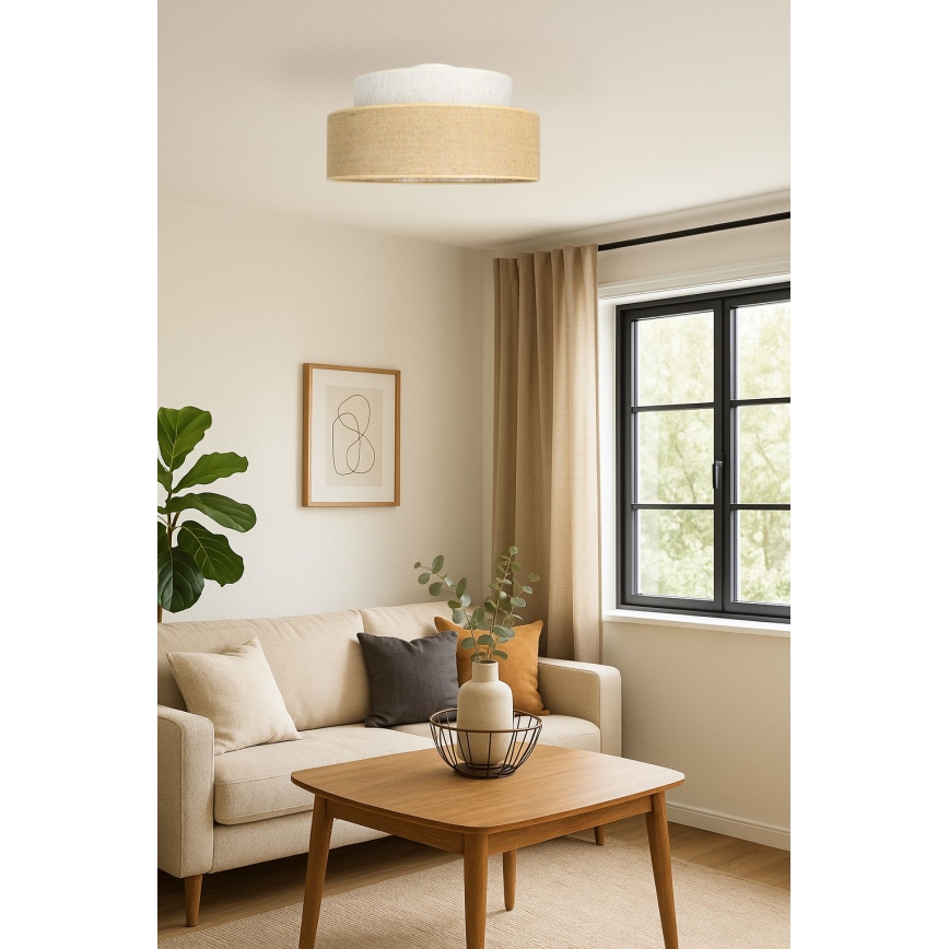 Taklampa BOHO 1xE27/60W/230V diameter 40 cm grädde/beige