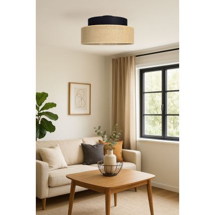 Taklampa BOHO 1xE27/60W/230V diameter 40 cm svart/beige