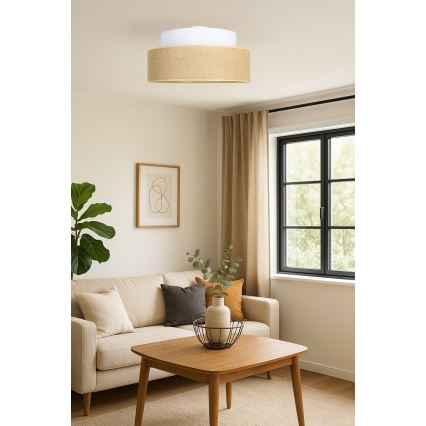Taklampa BOHO 1xE27/60W/230V diameter 40 cm vit/beige