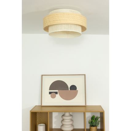 Taklampa BOHO 1xE27/60W/230V Ø 40 cm, jute i krämfärg