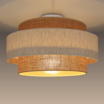 Taklampa BOHO 1xE27/60W/230V Ø 40 cm krämvit/jute