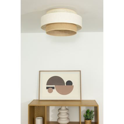 Taklampa BOHO 1xE27/60W/230V Ø 40 cm vit/jute