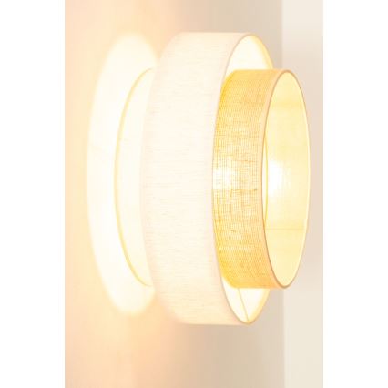 Taklampa BOHO 1xE27/60W/230V Ø 40 cm vit/jute