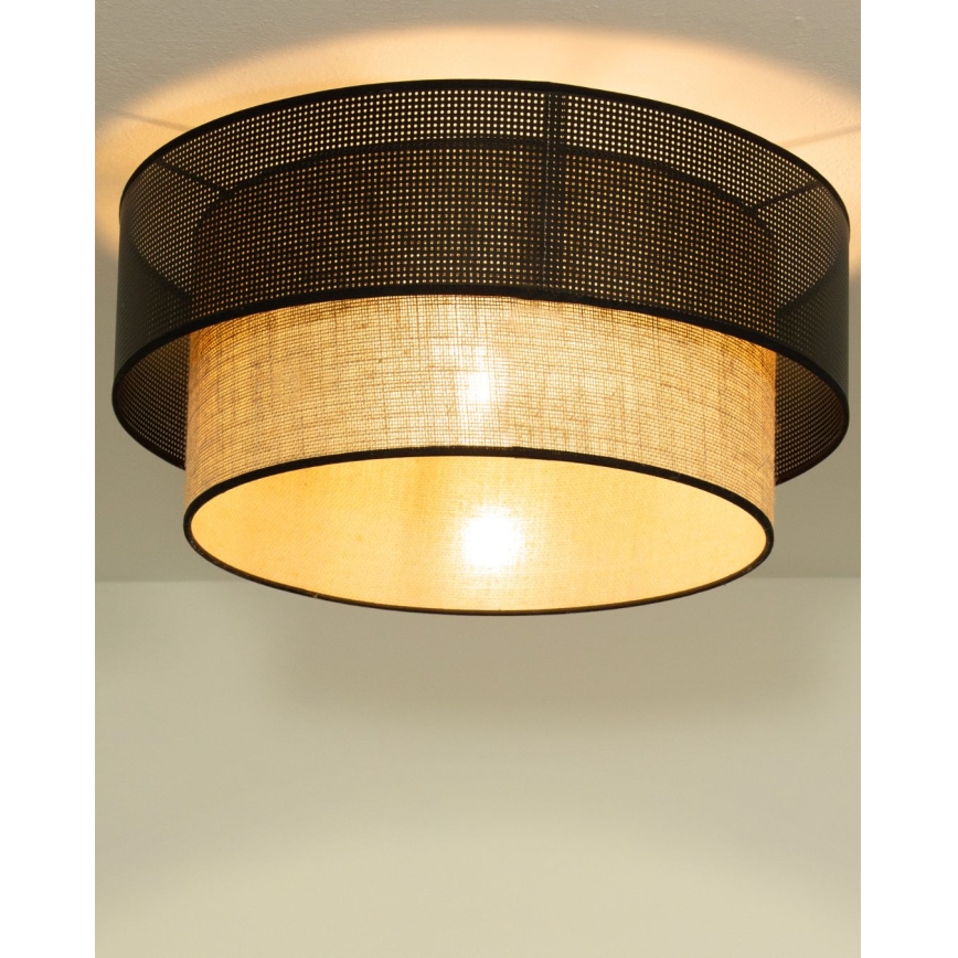 Taklampa BORHO 1xE27/60W/230V Ø 40 cm svart/jute
