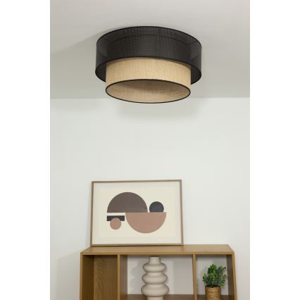 Taklampa BORHO 1xE27/60W/230V Ø 40 cm svart/jute