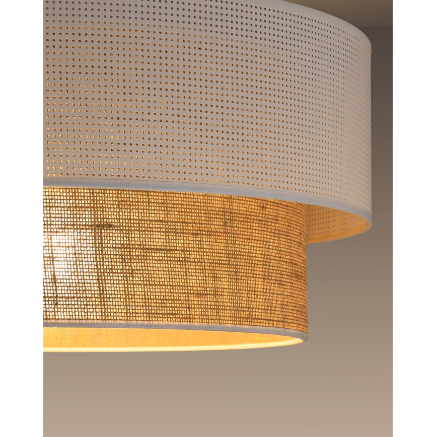 Taklampa BORHO 1xE27/60W/230V Ø 40 cm vit/jute