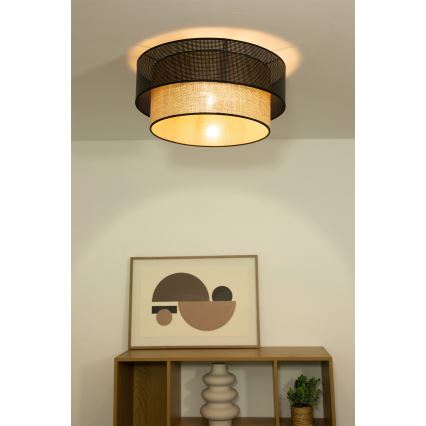 Taklampa BORHO 1xE27/60W/230V Ø 50 cm svart/jute