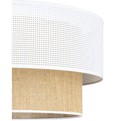 Taklampa BORHO 1xE27/60W/230V Ø 50 cm vit/jute