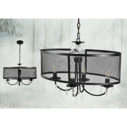 Kedjelampa BRESSO 4xE14/12W/230V svart