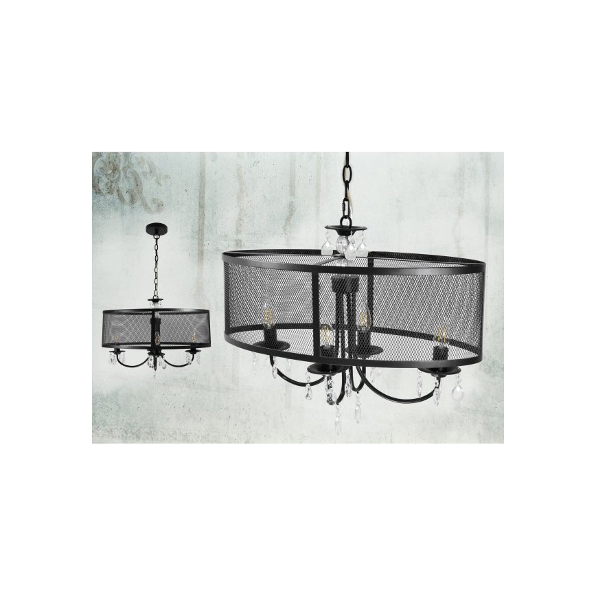 Kedjelampa BRESSO 4xE14/12W/230V svart