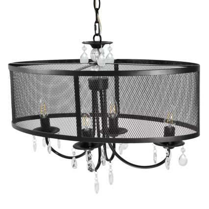 Kedjelampa BRESSO 4xE14/12W/230V svart