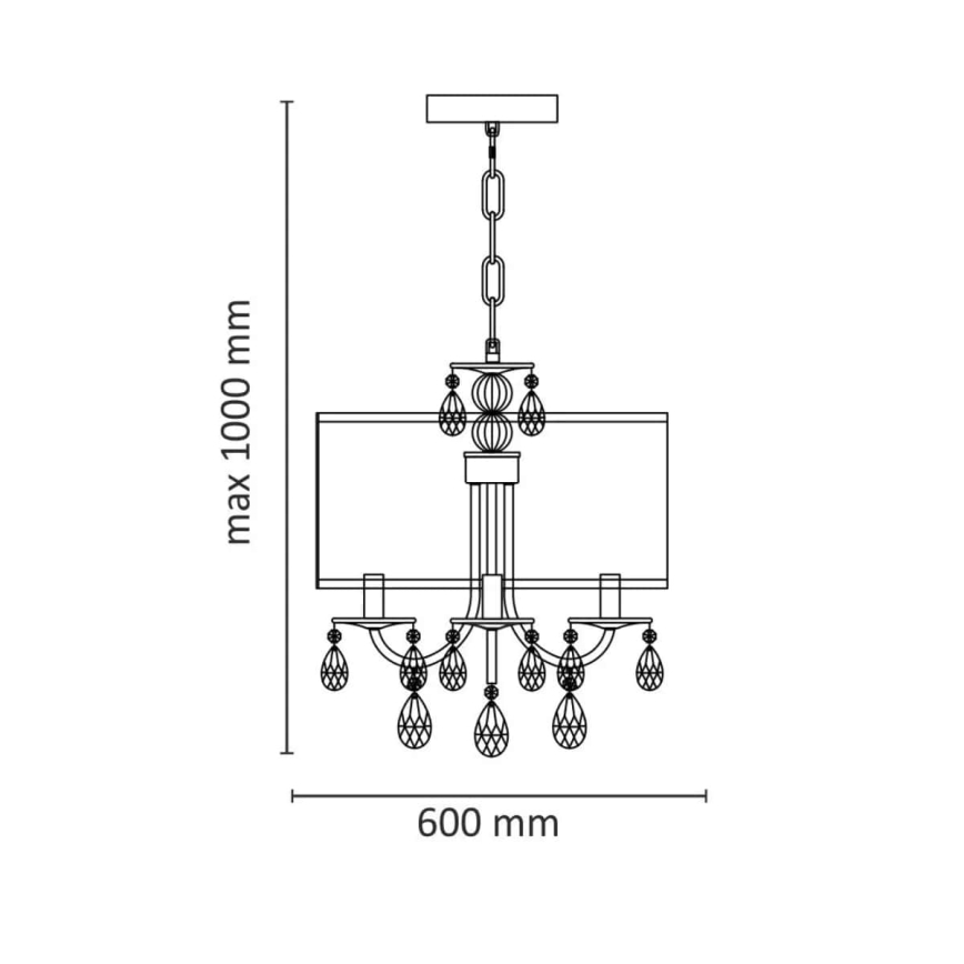 Kedjelampa BRESSO 4xE14/12W/230V svart