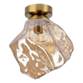 Taklampa CRISTAL 1xE14/15W/230V mässing/rökbeige