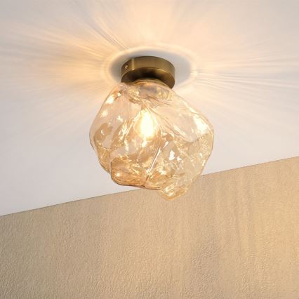 Taklampa CRISTAL 1xE14/15W/230V mässing/rökbeige