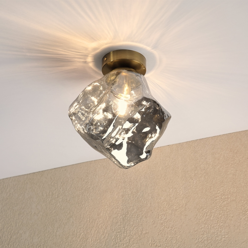 Taklampa CRISTAL 1xE14/15W/230V mässing/rökigt svart