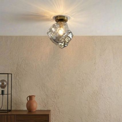 Taklampa CRISTAL 1xE14/15W/230V mässing/rökigt svart