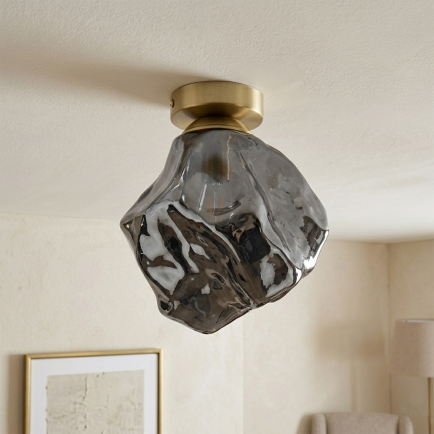 Taklampa CRISTAL 1xE14/15W/230V mässing/rökigt svart