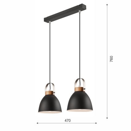 Taklampa på kabel DANIELLE 2xE27/60W/230V bok