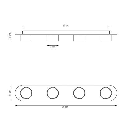 Taklampa DIAZ 4xGX53/12W/230V svart/brun