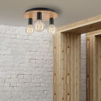 Taklampa DUSTY 3xE27/15W/230V diameter 34 cm ek/svart