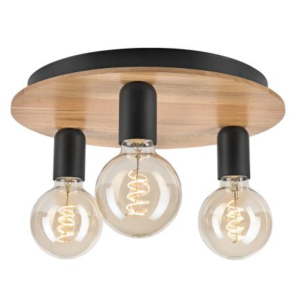 Taklampa DUSTY 3xE27/15W/230V diameter 34 cm ek/svart