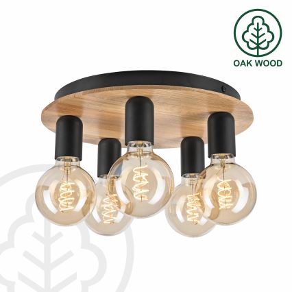 Taklampa DUSTY 5xE27/15W/230V diameter 34 cm ek/svart