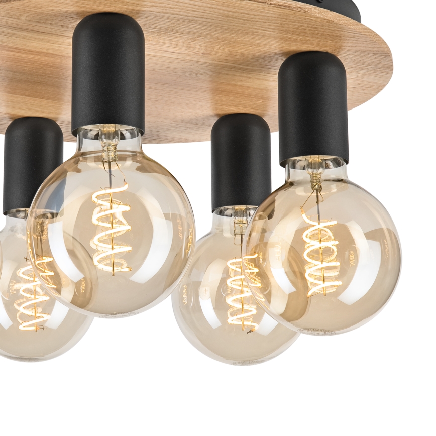 Taklampa DUSTY 5xE27/15W/230V diameter 34 cm ek/svart