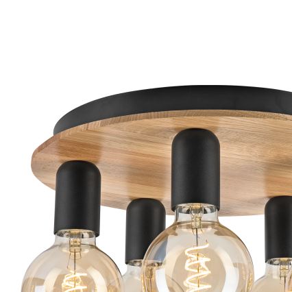 Taklampa DUSTY 5xE27/15W/230V diameter 34 cm ek/svart