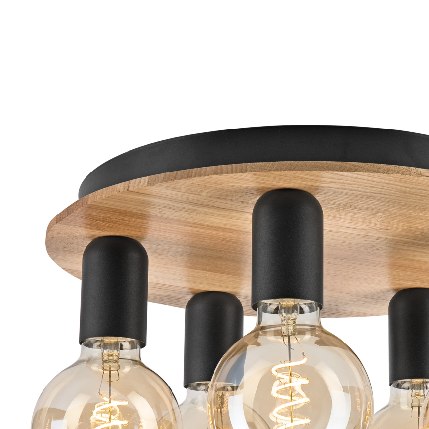 Taklampa DUSTY 5xE27/15W/230V diameter 34 cm ek/svart