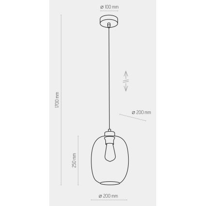 Taklampa på kabel ELIO 1xE27/15W/230V