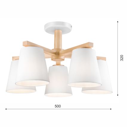 Takmonterad taklampa ELLIE 5xE27/60W/230V vit/bok