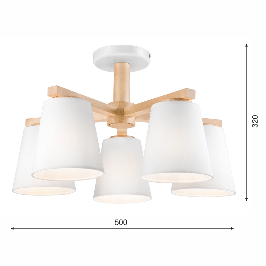 Takmonterad taklampa ELLIE 5xE27/60W/230V vit/bok