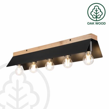 Taklampa ESME 5xE27/15W/230V svart/ek