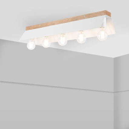 Taklampa ESME 5xE27/15W/230V vit/ek