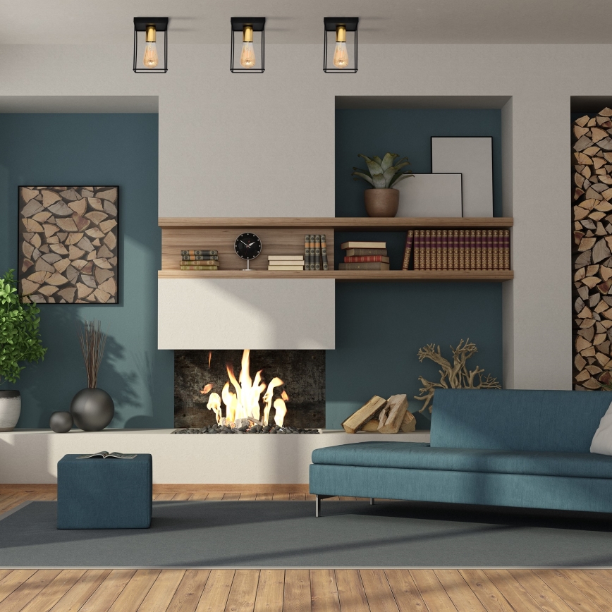 Taklampa FINN 1xE27/15W/230V svart/guld