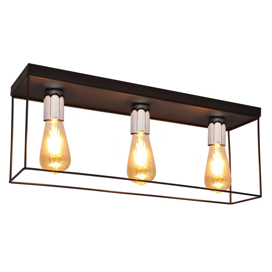 Taklampa FINN 3xE27/15W/230V svart/skinande krom